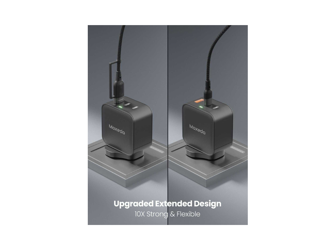 Moxedo 2 in 1 60W PD Interchangeable Cable USB-A/USB-C to USB-C 1.2m Braided Nylon Cable for All USB-C Devices - Black Moxedo 2 in 1 60W PD Interchangeable Cable USB-A/USB-C to USB-C 1.2m Braided Nylon Cable for All USB-C Devices - Black